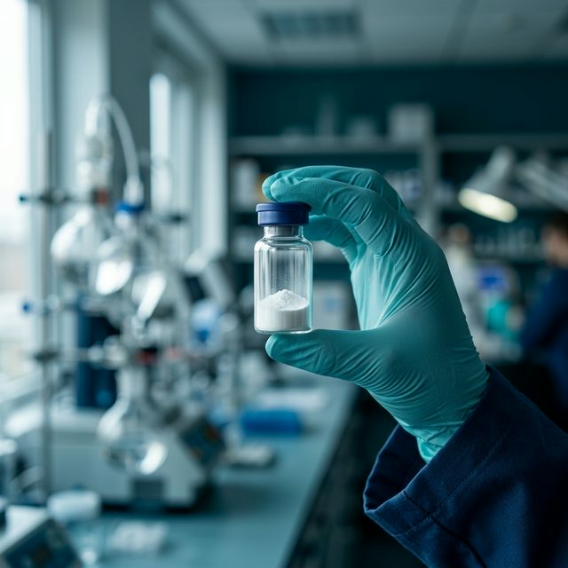 Scientific beakers and measurement tools in laboratory